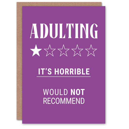 Adulting Funny Review Would Not Recommend Birthday Greeting Card