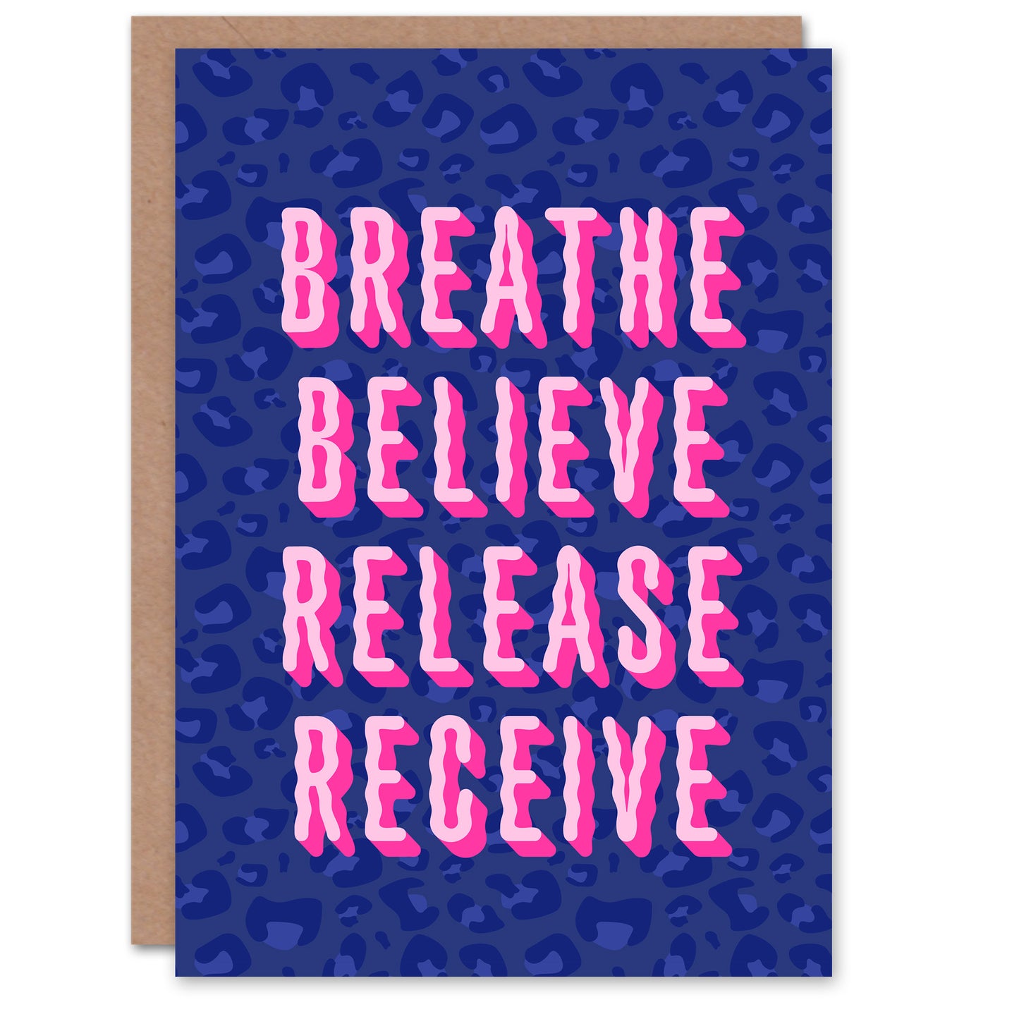 Breathe Believe Release Receive Cheetah Print Greeting Card