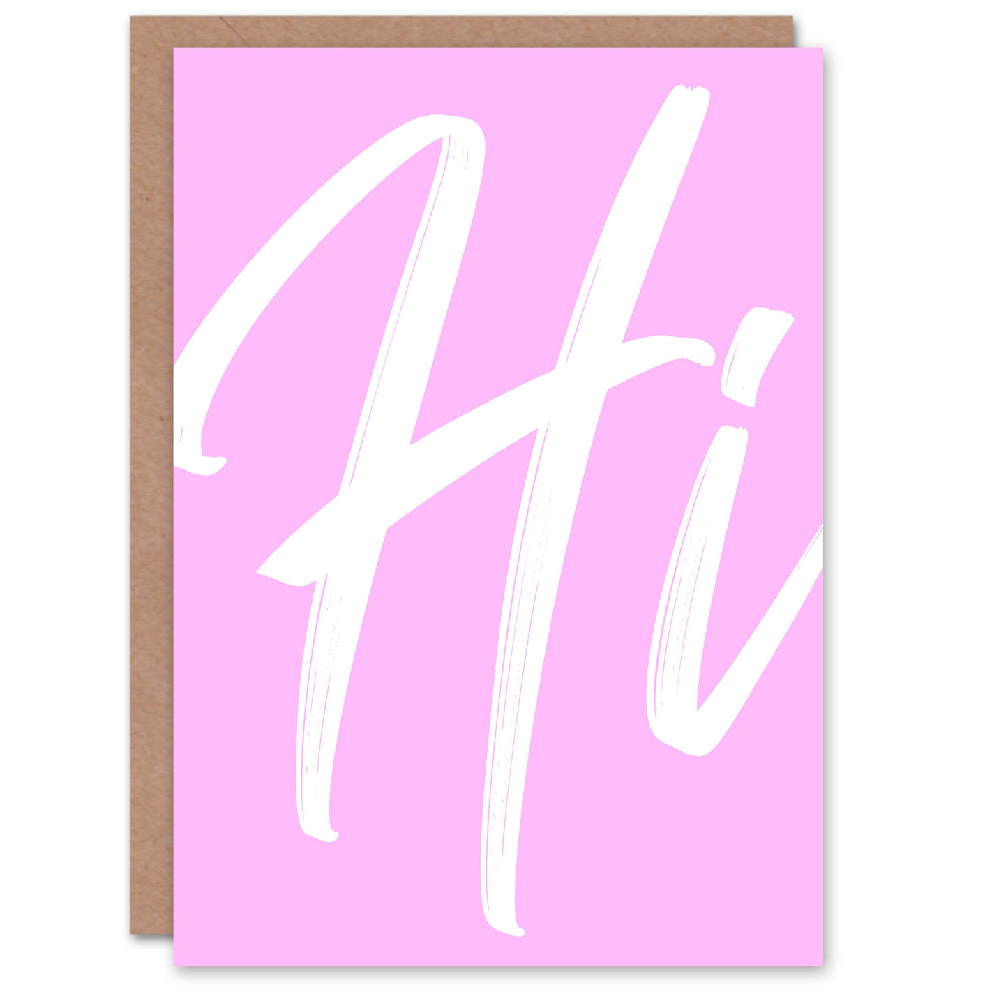 Large Hi Word Pink White Brush Stroke Design Greeting Card