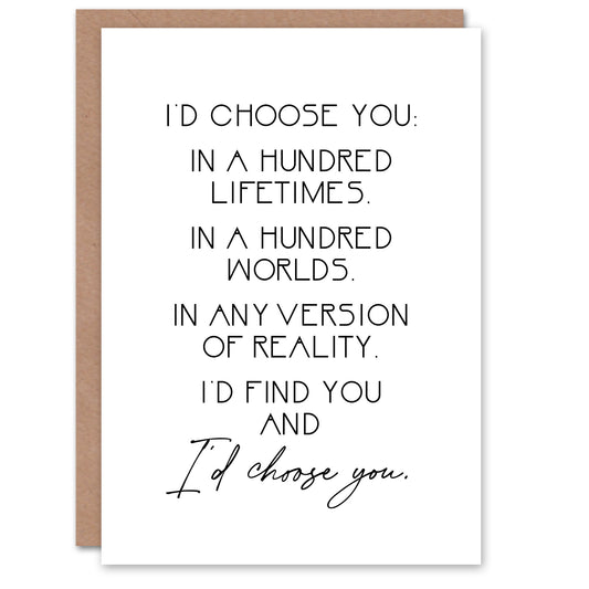 Would Choose You In Hundred Lifetimes Love Modern Anniversary Greeting Card