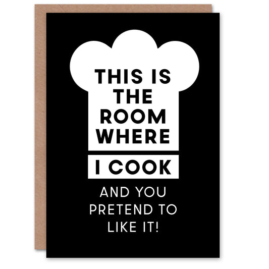 This Is Where I Cook Chef Hat Funny Cheeky Housewarming Greeting Card