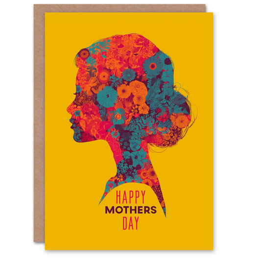 Happy Mother's Day Card For Mum Yellow Modern Vibrant Floral Blank Inside