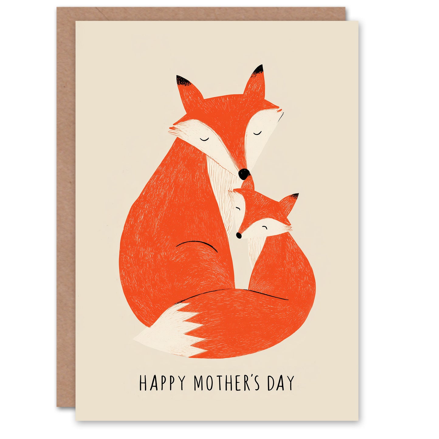 Happy Mother's Day Card For Mum Fox And Cub Blank Inside