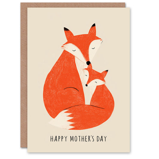 Happy Mother's Day Card For Mum Fox And Cub Blank Inside