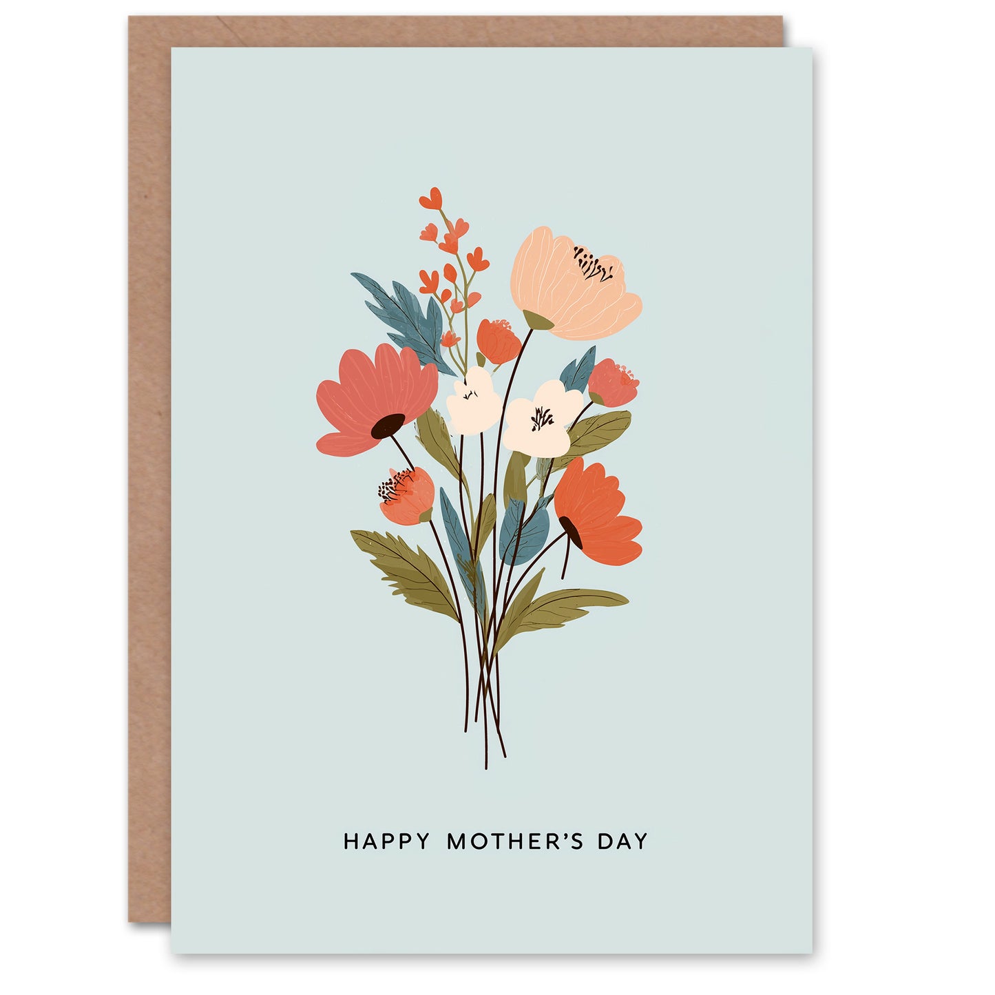 Happy Mother's Day Card For Mum Bouquet Simple Minimalist Blank Inside