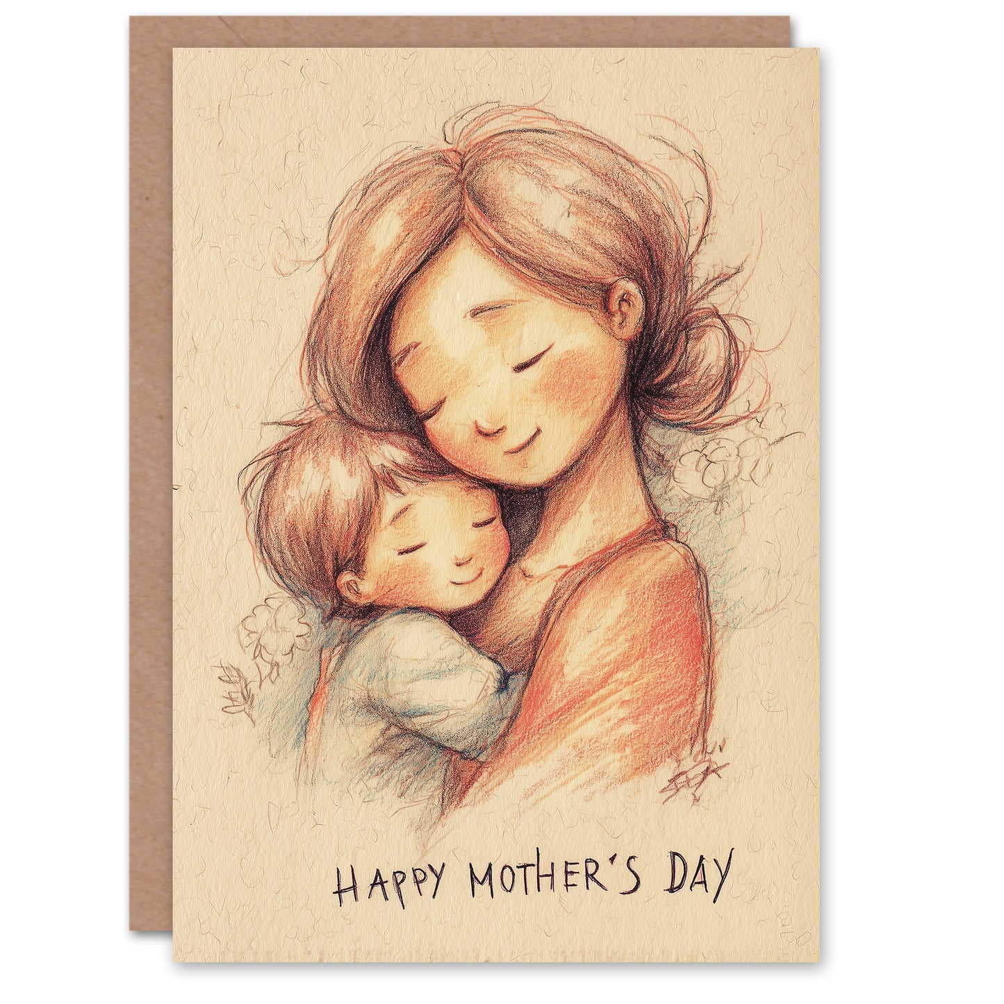 Happy Mother's Day Card For Mum Coloured Pencils Mum And Son Blank Inside