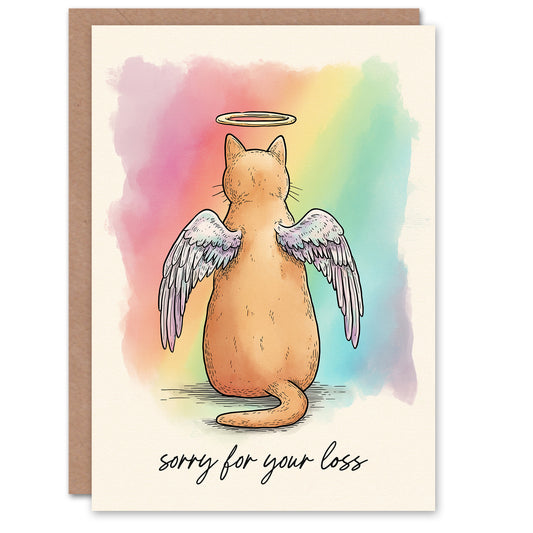 Cat Sympathy Greeting Card – Angel Orange Pet Design, Sorry for Your Loss