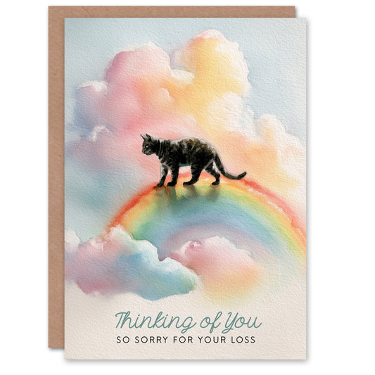 Cat Sympathy Greeting Card – Rainbow Bridge Tabby Thinking of You