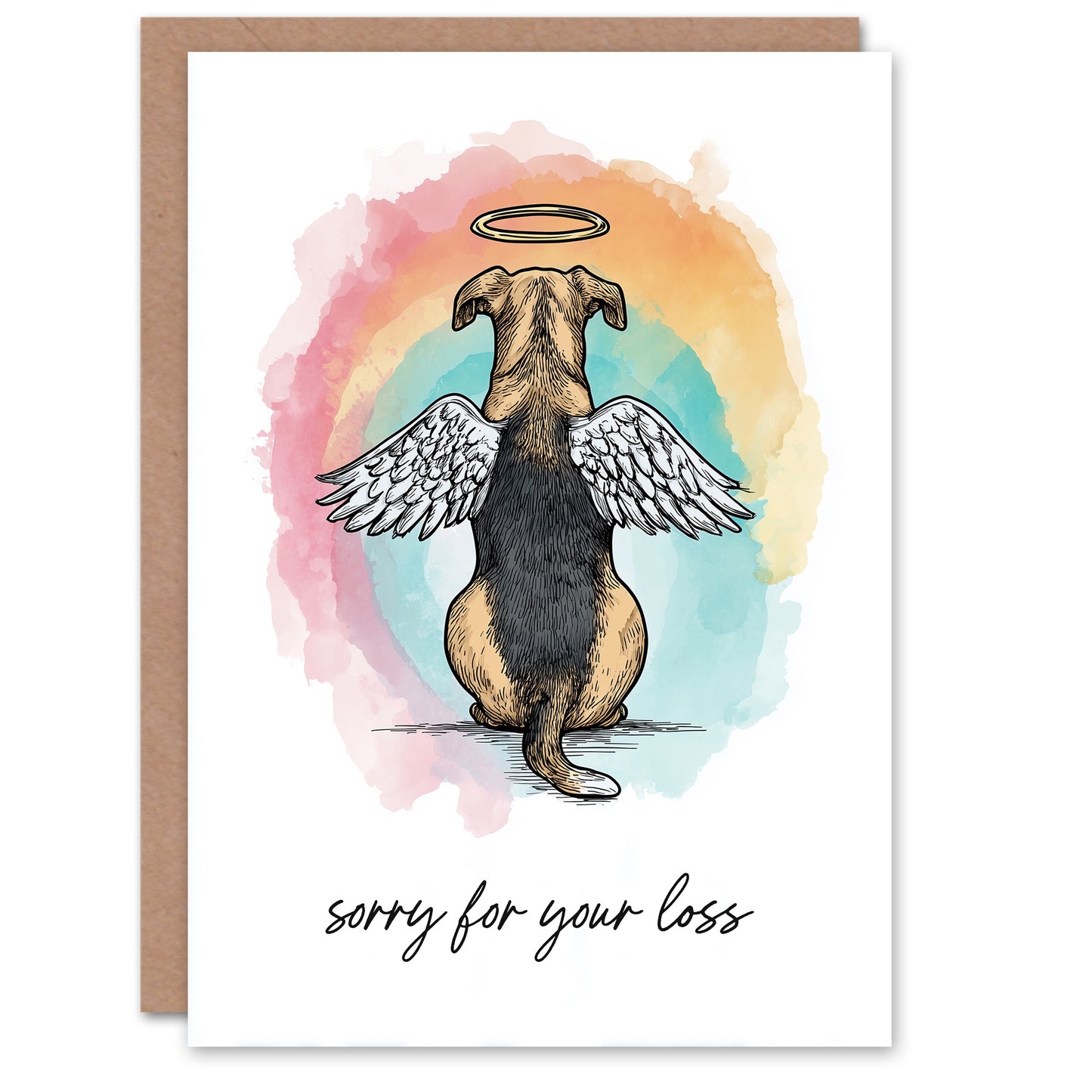 Dog Sympathy Greeting Card – Angel Alsatian Design, Sorry for Your Loss