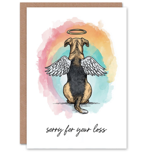 Dog Sympathy Greeting Card – Angel Alsatian Design, Sorry for Your Loss