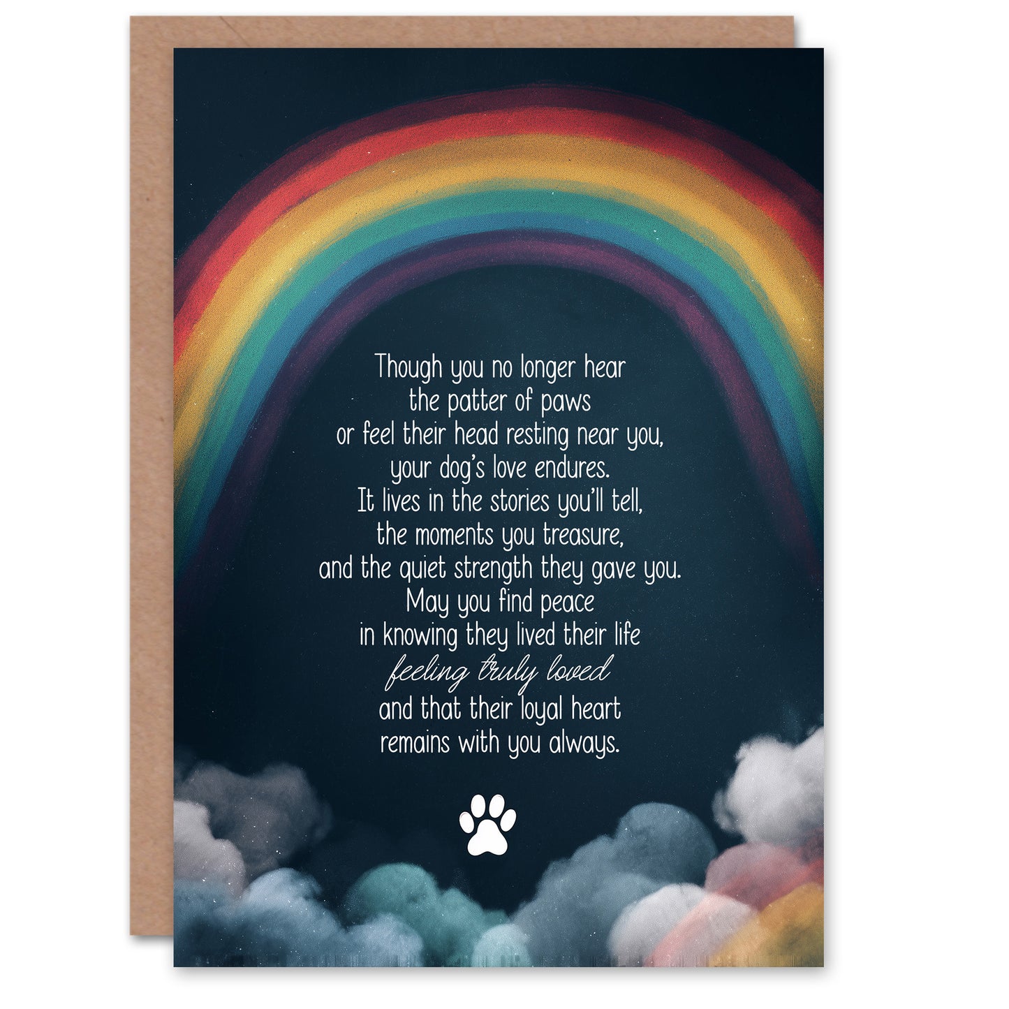 Dog Sympathy Greeting Card – Love Endures Loyal Heart, Blank Inside