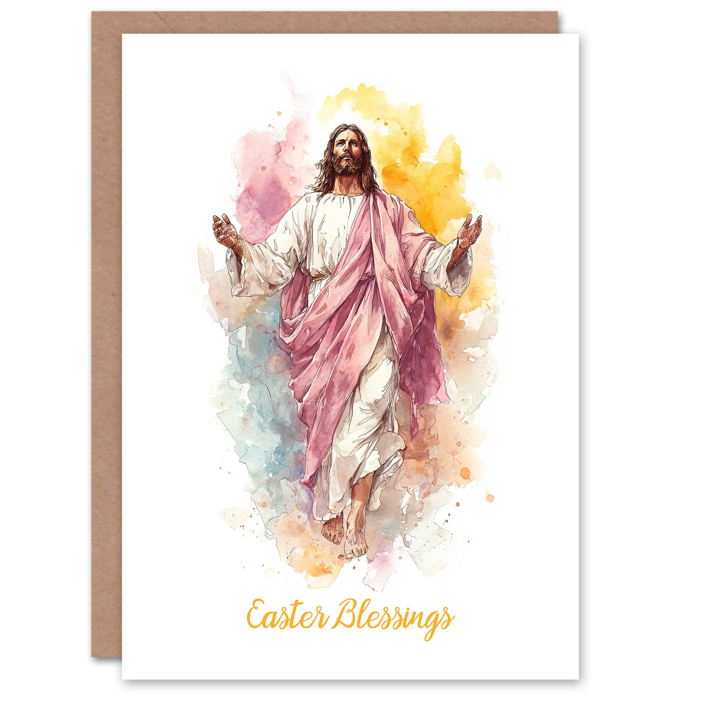 Happy Easter Greeting Card – Christian Jesus Blessings, Blank Inside