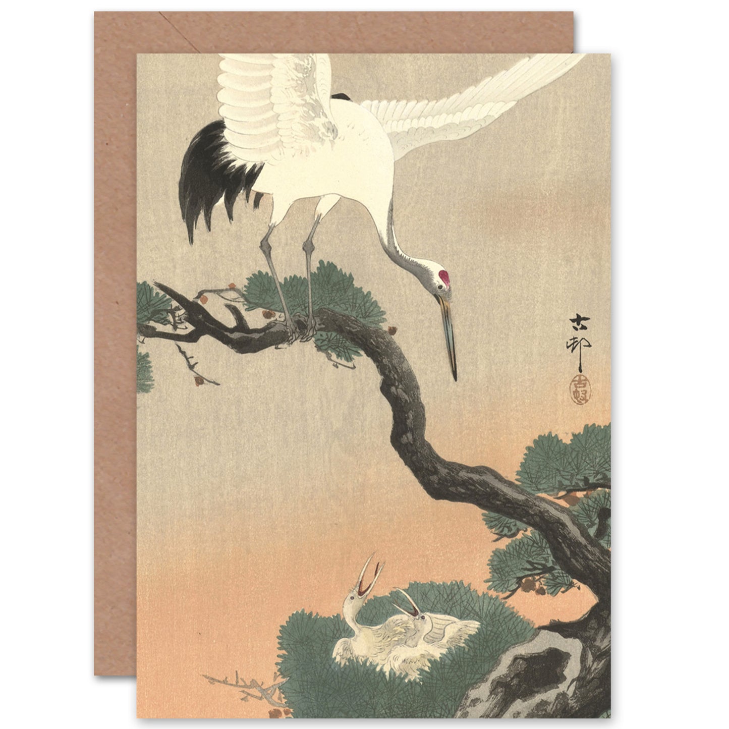 Ohara Koson Crane Branch Of Pine Japanese Painting Fine Art Greeting Card