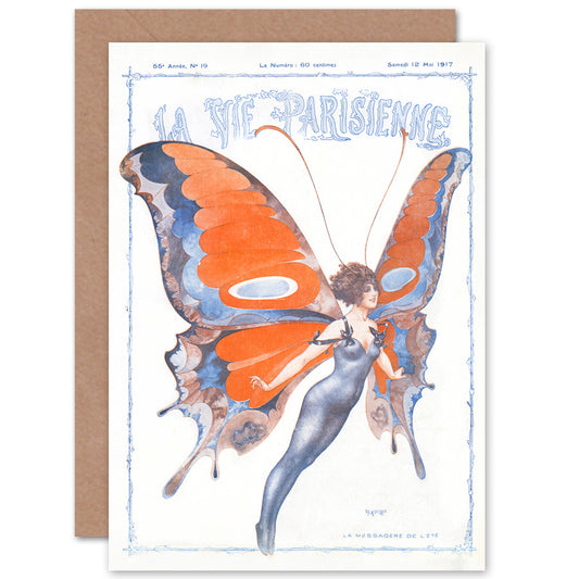 La Vie Parisienne Butterfly French Magazine Cover Greetings Card