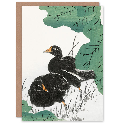 Numata Kashu Coots and Lotus Pads Japanese Greetings Card