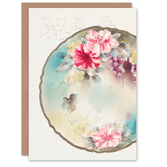 Noritake Factory Japanese Vintage Floral Design For Plate Greetings Card