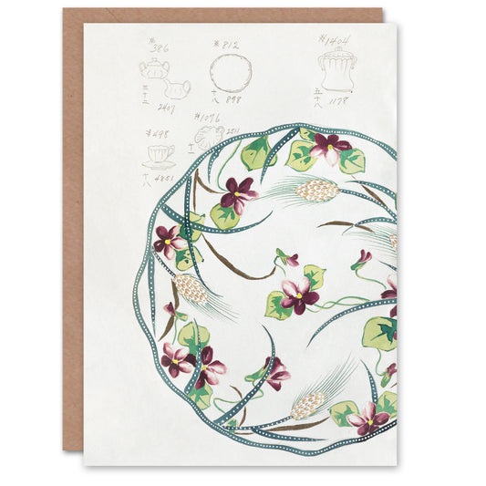 Noritake Factory Japanese Vintage Floral Plate Design Greetings Card
