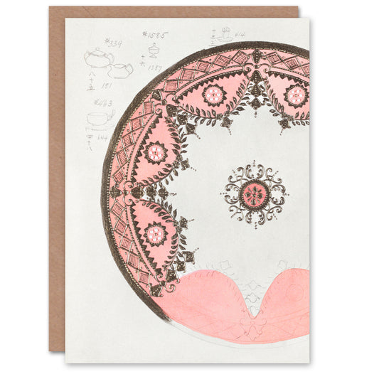 Noritake Factory Japanese Vintage Pink Gold Plate Design Greetings Card