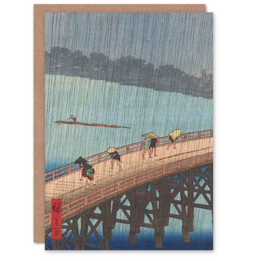 Utagawa Hiroshige Japanese Evening Shower Ohashi Bridge Greetings Card