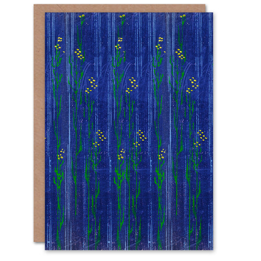 Furuya Korin Vintage Japanese Blue Floral Pattern Greetings Card