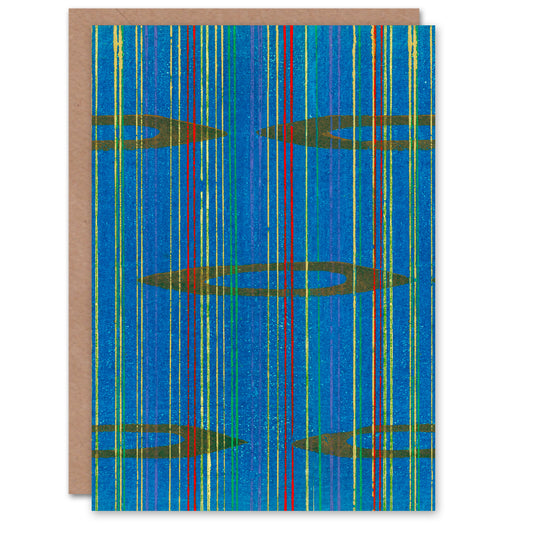 Furuya Korin Japanese Blue Abstract Geometric Pattern Greetings Card