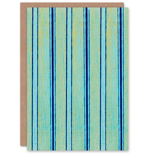 Furuya Korin Japanese Blue Stripes Vintage Pattern Greetings Card