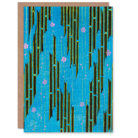 Furuya Korin Japanese Flowers and Bamboo Vintage Pattern Greetings Card