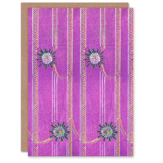 Furuya Korin Japanese Purple Floral Vintage Pattern Greetings Card