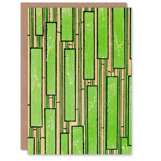 Furuya Korin Japanese Green Bamboo Vintage Pattern Greetings Card
