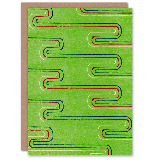 Furuya Korin Japanese Green Red Line Textile Pattern Greetings Card