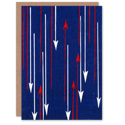 Furuya Korin Japanese Red Blue Arrows Textile Pattern Greetings Card
