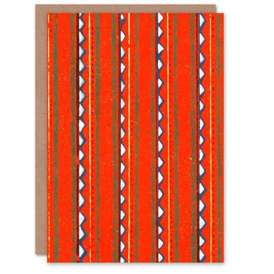 Furuya Korin Japanese Red Geometric Textile Pattern Greetings Card
