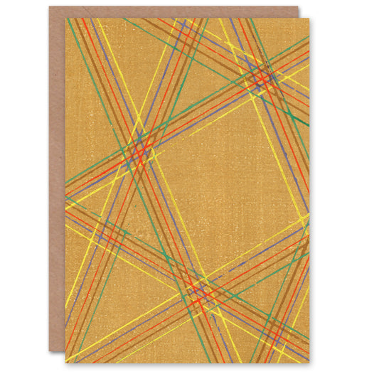 Furuya Korin Japanese Abstract Geometric Plaid Pattern Greetings Card