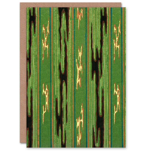 Furuya Korin Japanese Vintage Green Textile Pattern Greetings Card