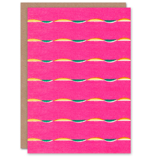 Furuya Korin Japanese Textile Pattern Vibrant Pink Greetings Card