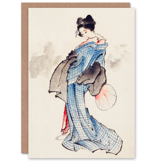 Katsushika Hokusai Vintage Japanese Geisha Portrait Greetings Card