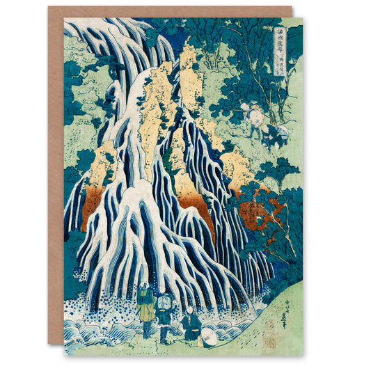 Katsushika Hokusai Japanese Mist Waterfall At Mount Kurokami Greetings Card