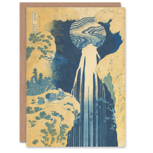Katsushika Hokusai Japanese The Amida Waterfall Greetings Card