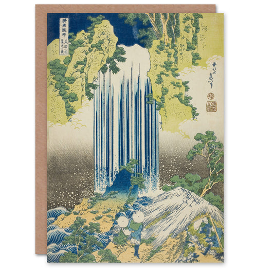 Katsushika Hokusai Japanese Yoro Waterfall In Mino Province Greetings Card