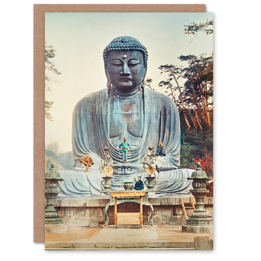 Ogawa Kazumasa Japanese The Bronze Buddha at Kamakura Greetings Card