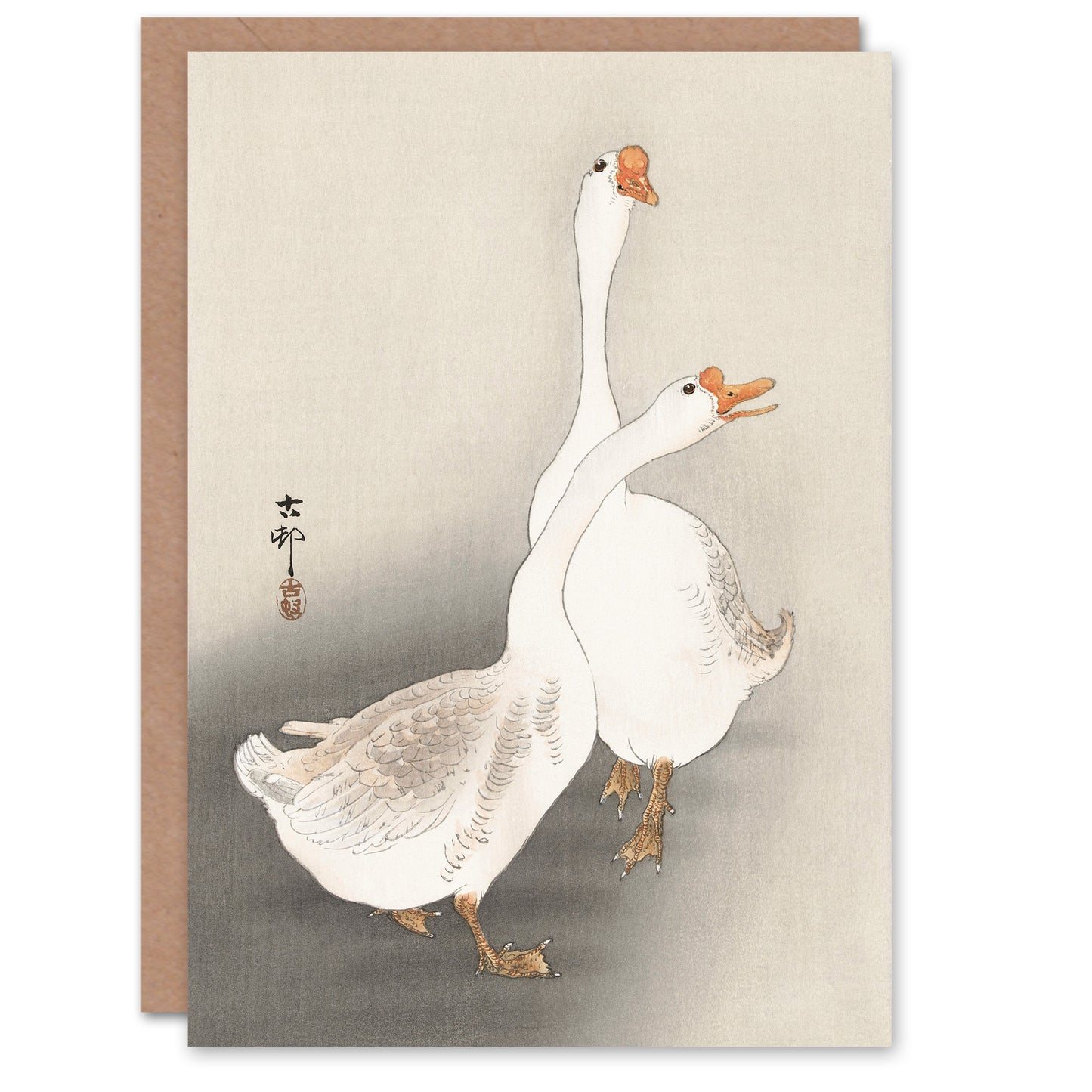 Ohara Koson Japanese Two Geese Vintage Bird Ukiyo-e Greetings Card