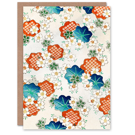 Shin Bijutsukai Japanese Vintage Floral Flower Pattern Greetings Card