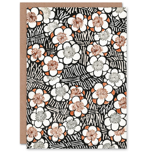 Shin Bijutsukai Japanese Flowerbed Floral Pattern Greetings Card