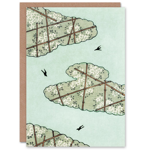 Shin Bijutsukai Japanese Abstract Floral Sky Illustration Greetings Card