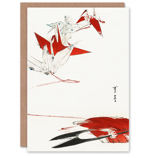 Watanabe Seitei Japanese Bird Origami Crane Kachoga Greetings Card