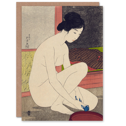 Goyo Hashiguchi Japanese Woman After Bath Portrait Greetings Card