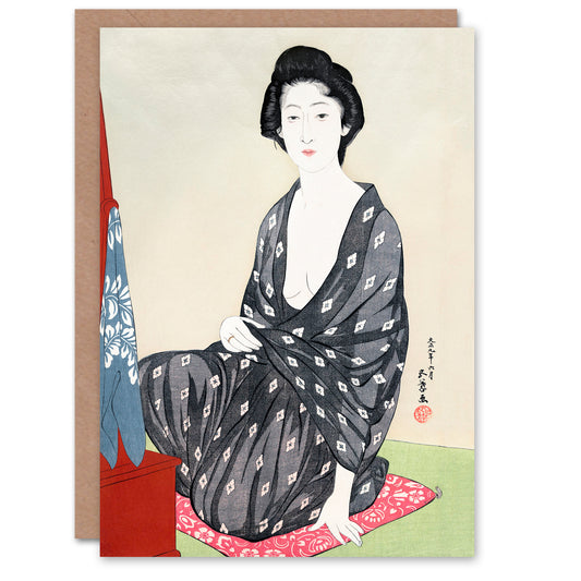 Goyo Hashiguchi Japanese Woman In Summer Clothing Greetings Card