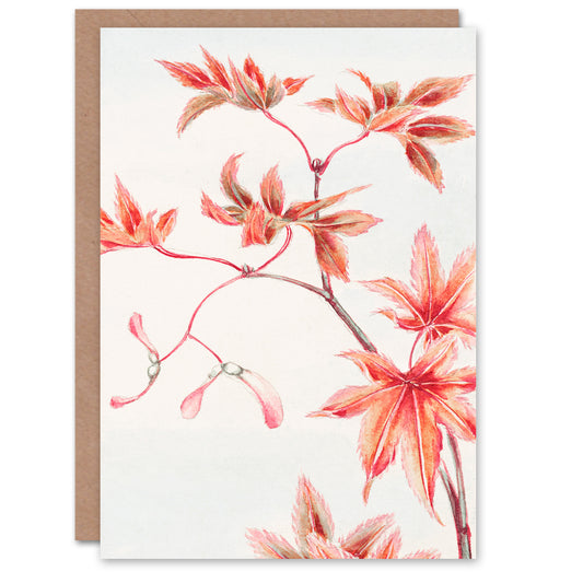Megata Morikaga Maple Tree Branch Vintage Japanese Greetings Card
