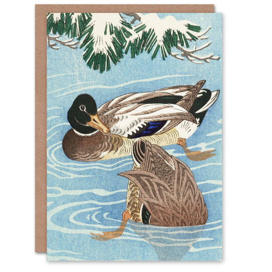 Ohara Koson Couple Of Ducks In The Water Greetings Card