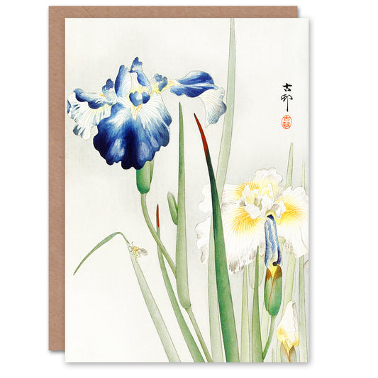 Ohara KosonIrises Floral Vintage Japanese Ukiyo-e Greetings Card